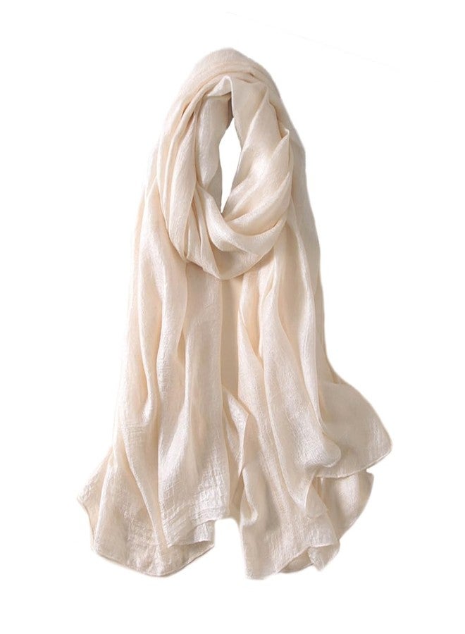 HURESON Silky Scarf Soft Elegant Pashmina Shawl Scarves Long Lightweight Sunscreen Shawls and Wraps for Women Summer Solid Color (Beige)